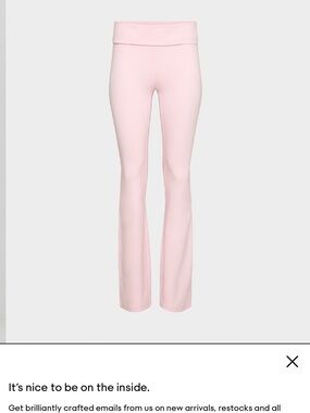 Aritzia Light Pink Fold-Over Waist Flare Leggings